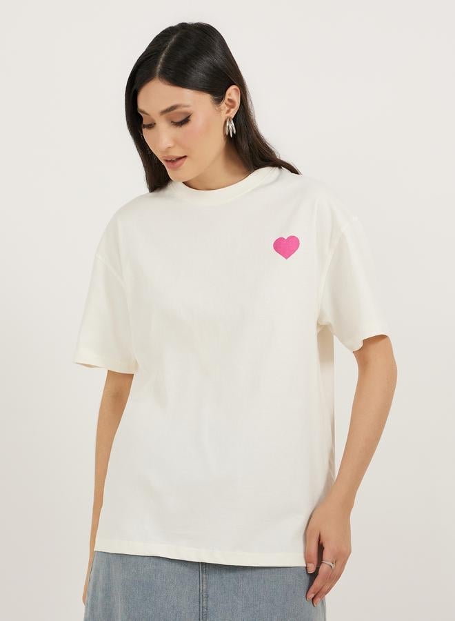 Styli Slogan Print Dropped Shoulder Oversized T-Shirt - Image 4